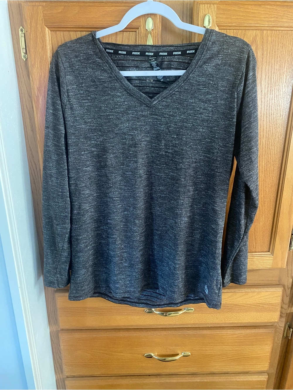 RBX Charcoal Heather V-Neck Long Sleeve Top